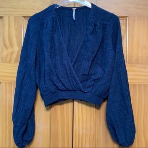 Free People Navy Cropped Top XS